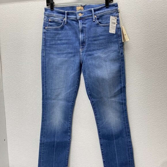 NEW MOTHER the Rascal Frayed Ankle Slim Jeans Size 31 x 27 Opposites Blue - Picture 1 of 1